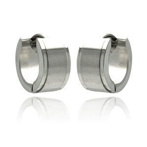 Stainless Steel Rhodium Plated Plain Small Hoop Huggies Earrings